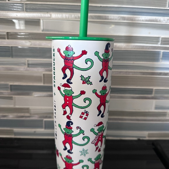 Roller Rabbit Other - Roller Rabbit Holiday Tumbler with Green and Red Monkeys
